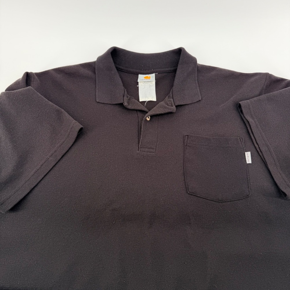 Carhartt Short Sleeve Pocket Polo Shirt Pique Knit Workwear XL Black